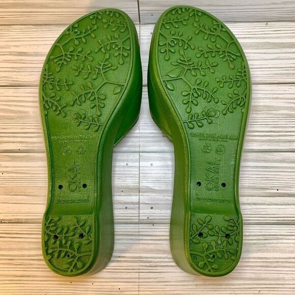 Oka B Slide slip on open toe heels in army green - Picture 7 of 9